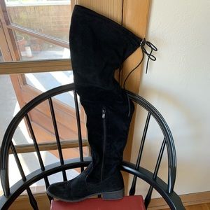 Black suede over the knee boots